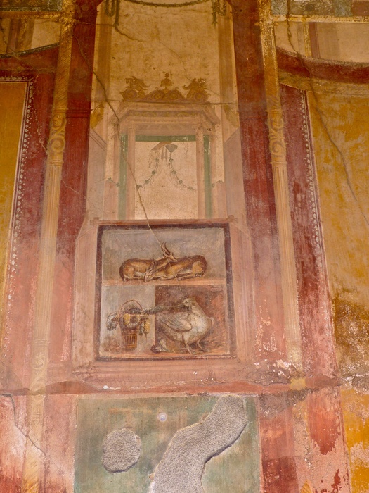 Casa Dei Dioscuri Antelopes and Still Life in Situ North Wall 4