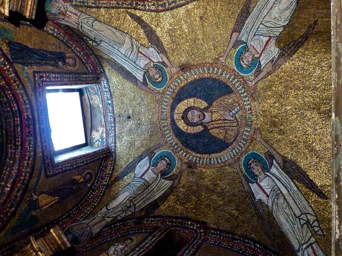Ceiling of the Chapel of st Zeno Mosaic Bust of Christ with Four Angels 4