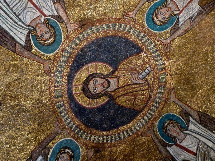 Ceiling of the Chapel of st Zeno Mosaic Bust of Christ with Four Angels