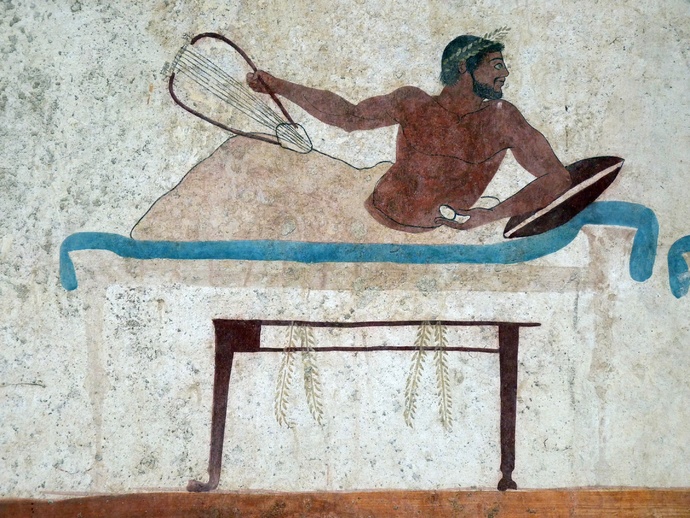 Lutenist with Egg & Lyre (south Wall)