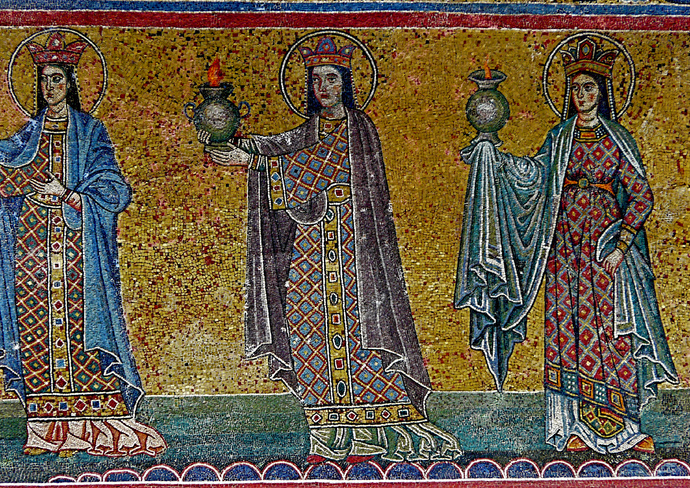 Three Women Holding Lamps