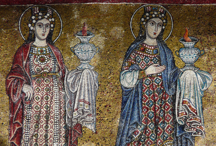 Two Women Holding Lamps 4