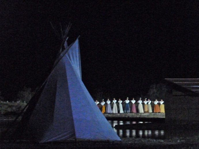 Women Wearing Traditional Camargue Dresses & Teepee
